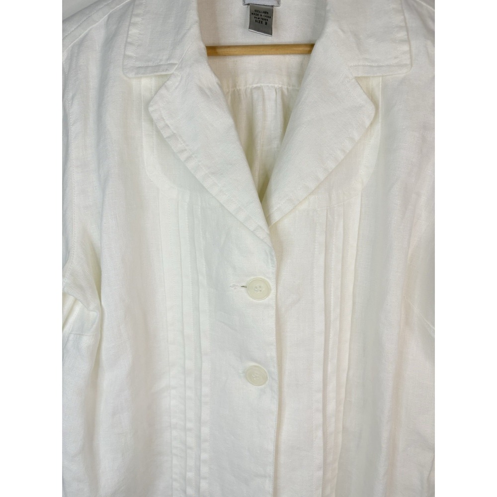 Chicos 100% Linen Blazer Women's Size 2 (Sz Large) Coastal Grandmother White - Picture 3 of 11